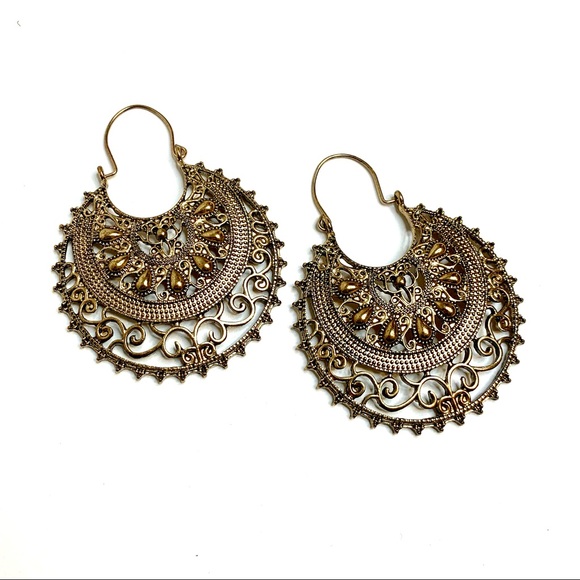 Brass Mandala Earrings - Picture 1 of 7
